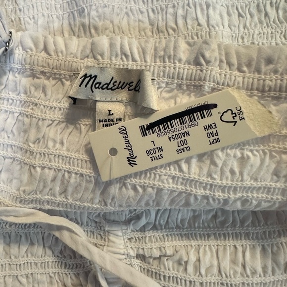 Madewell White Poplin Smocked Halter Crop Top Large NWT - Picture 7 of 10